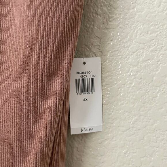 Old Navy Dress Womens 2X Tan Midi Ribbed Knit Halter Side Slit Stretchy Athletic - Picture 11 of 13